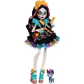 Monster High Skelita Calaveras Doll | Skeleton in Colorful Papel Picado Dress with Pet Dog Candelita &amp; 7 Accessories like Sketch Book, Snack &amp; Messenger Bag