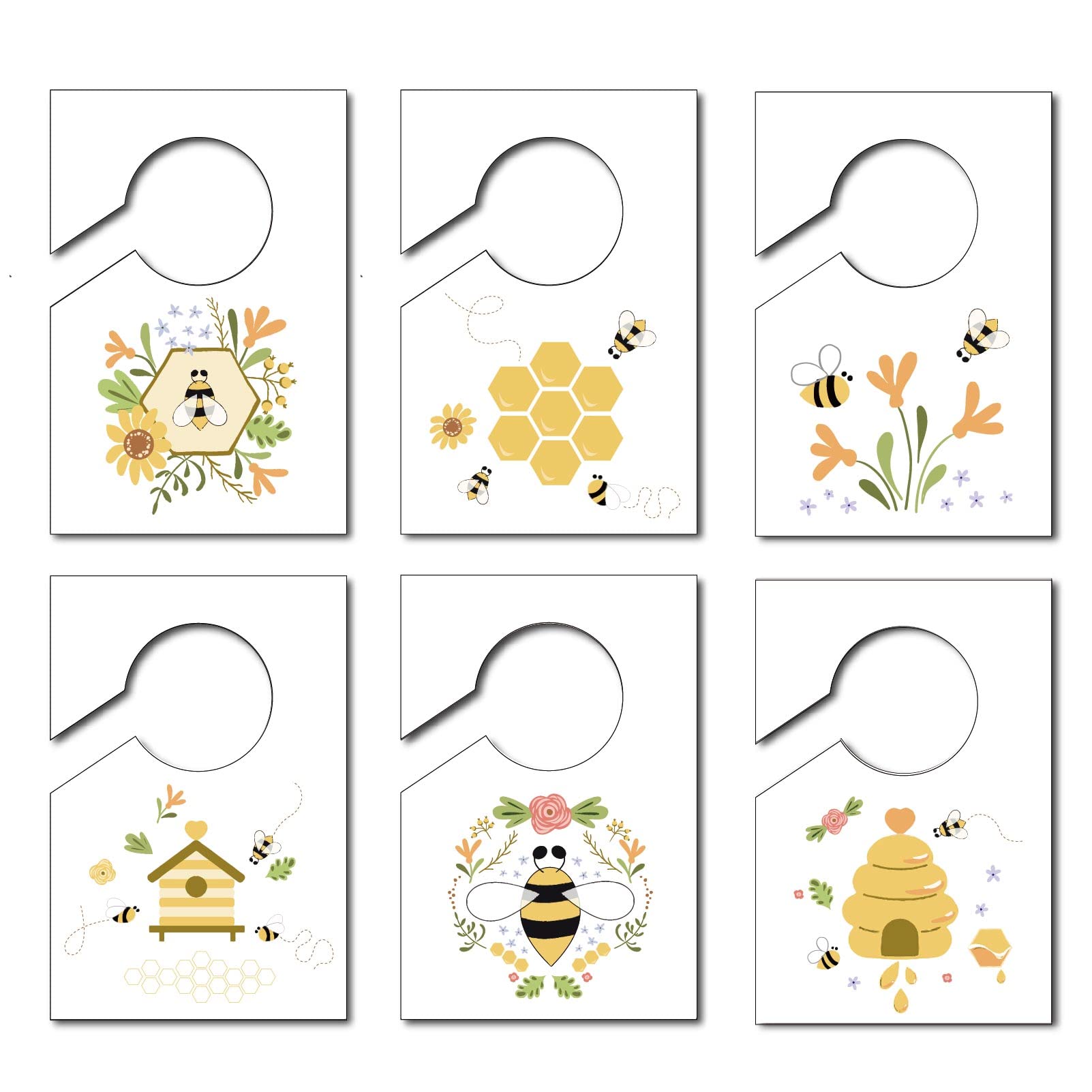 CREATCABIN 6Pcs Bee Closet Label Dividers Clothing Rack Size Dividers Hanger Dividers for Clothing Rectangular Shower Registry Nursery Closet Organizer Dividers Gift Supplies for Girl Boy