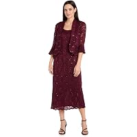 women's r&m richards beaded godet jacket & dress set R&M Richards 8442P Short Beaded Petite Jacket Dress main image 1