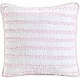 Cozy Line Home Fashions Pretty Girly Ruffle Star Stripped Soft Square Décor Decor Throw Pillow, Pink, White