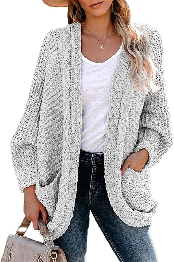chunky gray cardigan