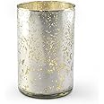 Serene Spaces Living Antique Silver Cylinder Vase, Vintage-Style Handmade Mercury Glass Finish for Weddings, Parties, Events, Measures 6" Tall and 3.5" Diameter