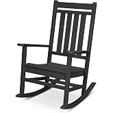 POLYWOOD Estate Rocking Chair, Outdoor Porch Rocker, All-Weather HDPE Patio Furniture, Adult Size, Made in USA, Black
