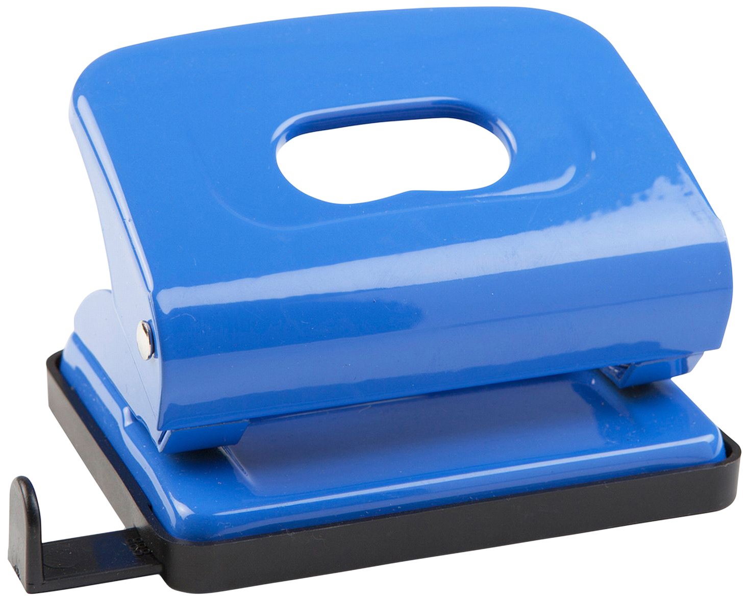 Idena 300908 Hole Punch with Paper Guide, Hole Punch up to 16 Sheets Lochstanzung Diameter: 5.5 MM, Made from Metal, in Blue