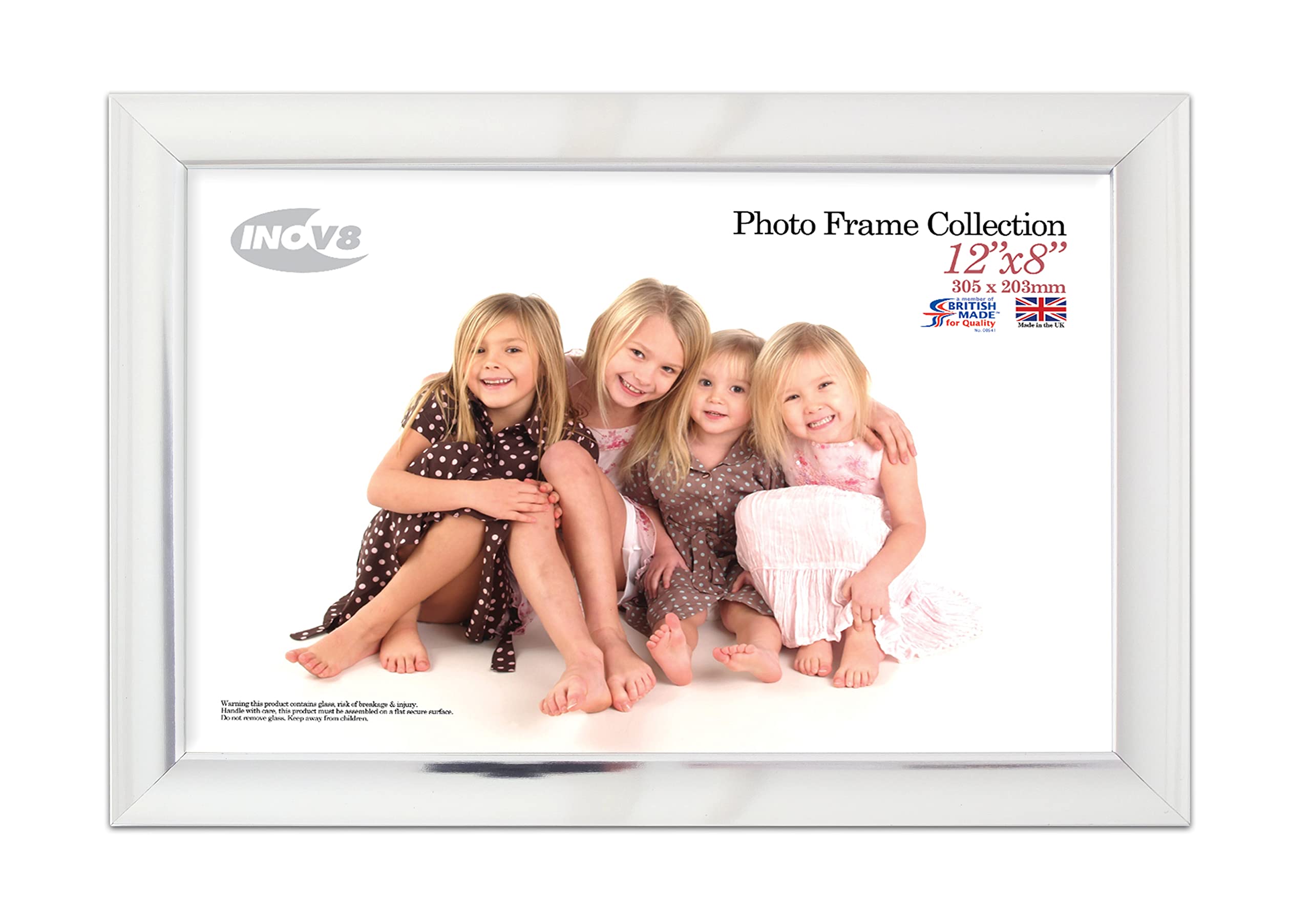 Inov8 British Made Traditional Picture/Photo Frame, 12x8-inch, Scoop Chrome — image 1