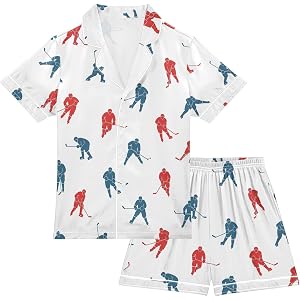 QUGRL Satin Pajama Sets Short Sleeve Button Down Sleepwear Silky Nightwear Loungewear 2 Piece PJS 5-14Y