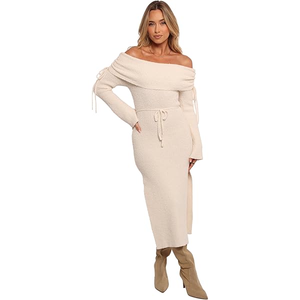 Petal & Pup Nova Wrap Knit Midi Dress - Taupe S/M at Amazon Women's  Clothing store