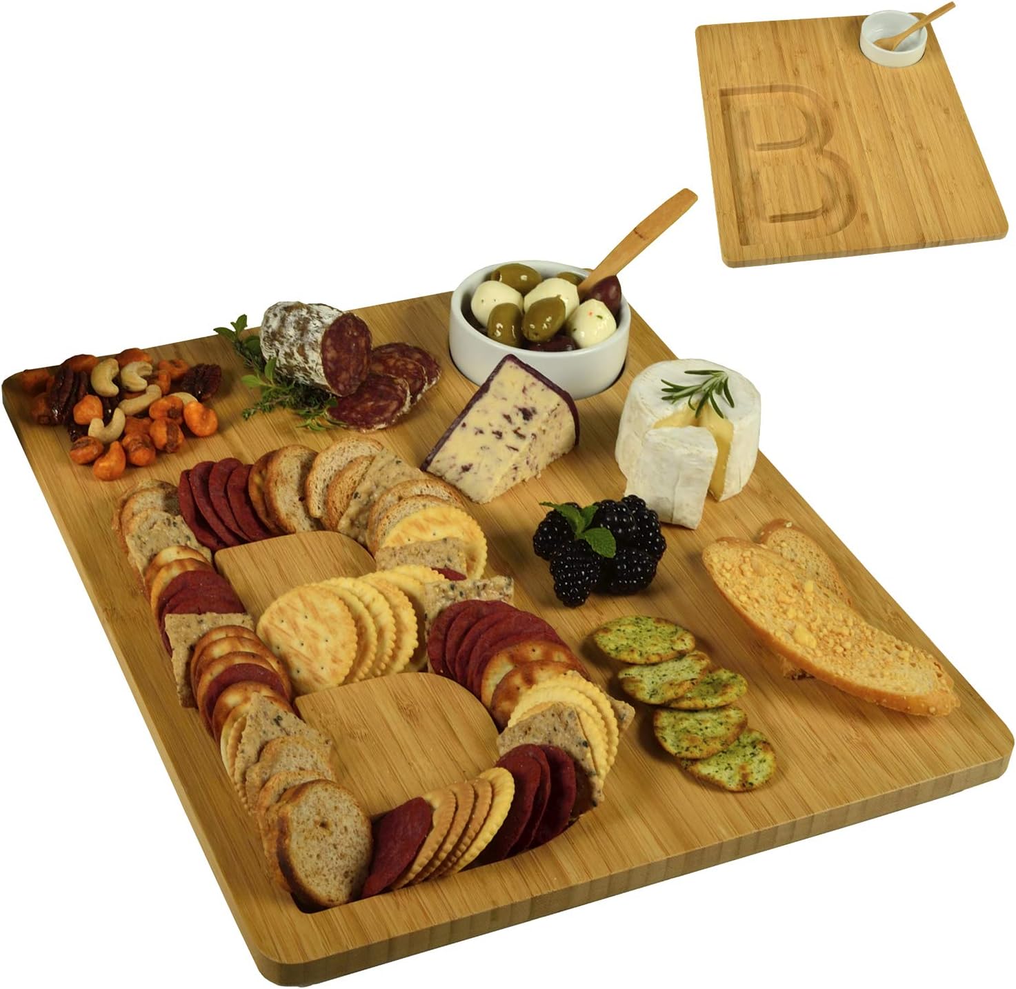 Picnic at Ascot Alphabet Bamboo Cheese/Charcuterie Board with a Groove milled in