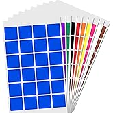 1200 Pieces, 1 inch - Colored Square Shape Stickers Labels - 10 Colors