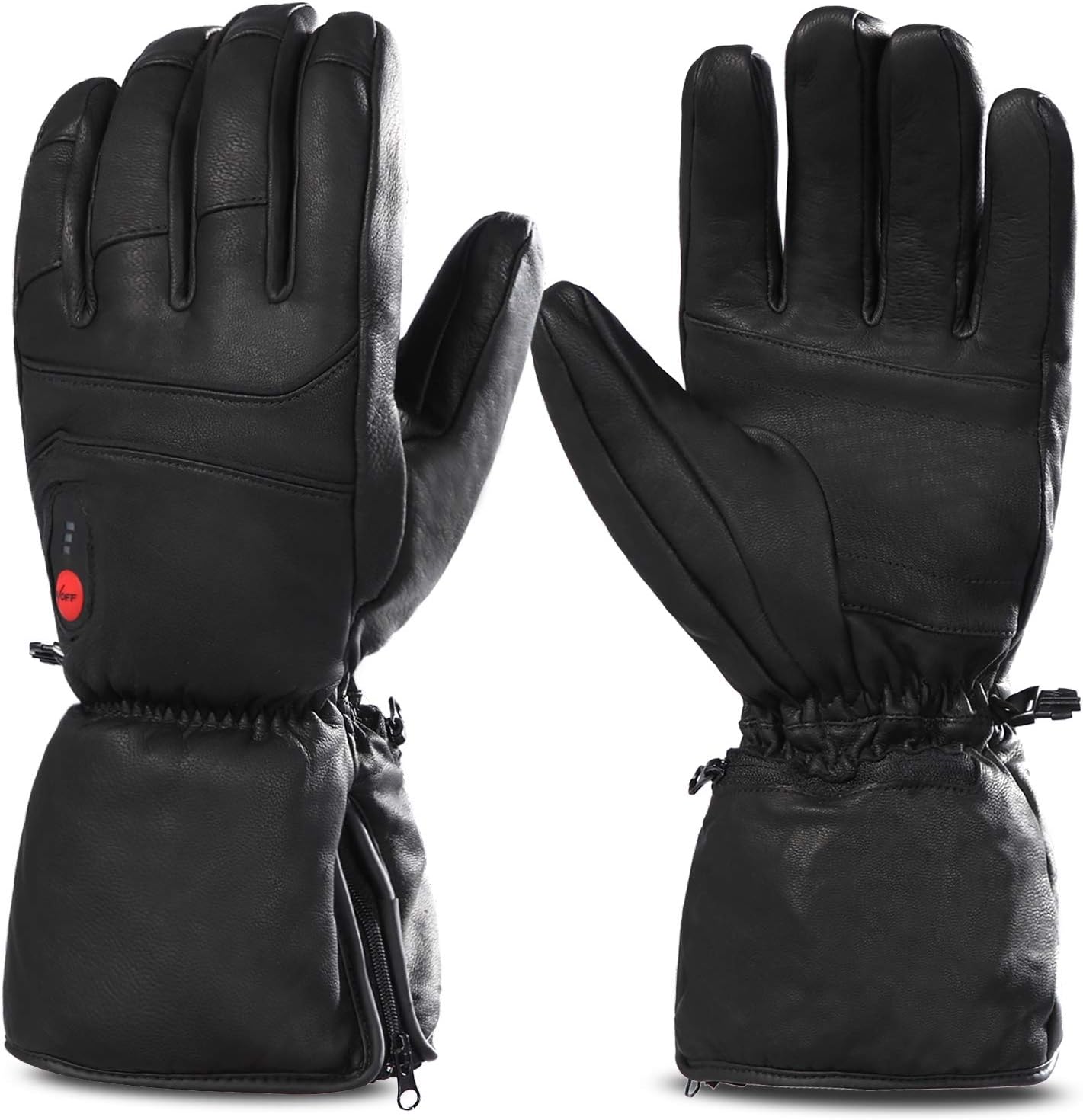 Full Leather 7.4V Rechargeable Electric Battery Heated Gloves for Men&Women