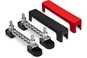 True Mods 12V 4" Ground/Power Distribution Terminal Block Battery Bus Bar Set [Max 300V AC/48V DC] Negative/Positive Insulate