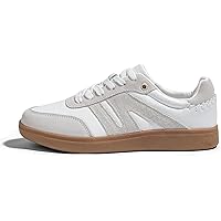 LUCKY STEP Women Classic Retro Gum Sole Fashion Sneakers Casual Tennis Skate Shoe Genuine Leather Walking Footwear Anti Slip 