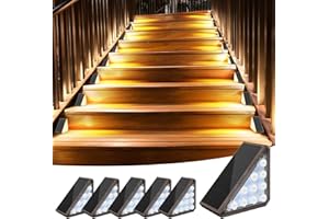 AUDLES 6 Pack Solar Stair Lights Outdoor Stair Lights with Waterproof IP67 LED Solar Light for Outside Light Decor for Stair, Deck, Front Step, Front Porch, Patio, Garden and Backyard (Brown)