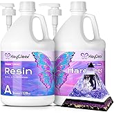 HeyClear 2 Gallon Epoxy Resin Kit with Pumps, Crystal Clear and Hard Upgraded 2 Part Resin and Hardener Resina Epoxica for Casting Coating, Countertop, Table top, Wood, Art DIY Handcraft Jewelry