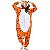 DarkCom Tiger Onesie Halloween Costume One Piece Unisex Adult Pajamas Women Men Sleepwear Christmas Pajamas