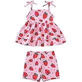 Kucnuzki Baby Girl Two Piece Swimsuit Toddler Bathing Suit Summer Beach Ruffle Tankini Bikini Set Swimwear for Kids