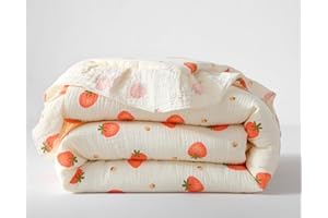 CLoucl 100% Cotton Muslin Crib Comforter/Quilt,Ultra Soft Cozy Reversible Baby Blanket,All Season Toddler Blankets for Boys and Girls, Machine Washable,41"x48"