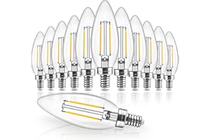 Hizashi E12 Candelabra Bulb 40 watt Equivalent, Dimmable Candelabra LED Light Bulbs Soft White 3000K, 90+CRI 4W 450LM B10 LED Candle Bulb, Candelabra Base, UL Listed, 12 Pack