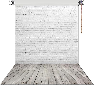 Amazon Com Huayi 5x7ft White Brick Wall With Gray Wooden Floor