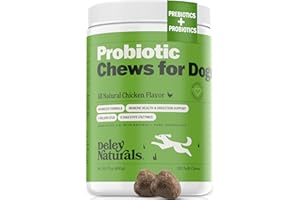 Deley Naturals Dog Probiotic Chews - Dogs Probiotic for Digestive Health with 4 Billion CFUs & Digestive Enzymes - Anti Diarrhea for Dogs - Dog Gut Health Probiotics for Allergies - Made in The USA