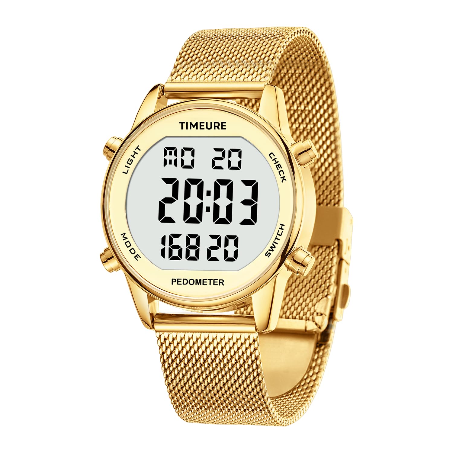 Women's Step Counter Pedometer Watch with Stainless Steel Bracelet, Stylish Design, No App, No Charging Needed for Step, Calorie, Distance, Alarm, Countdown Timer，TU-2401