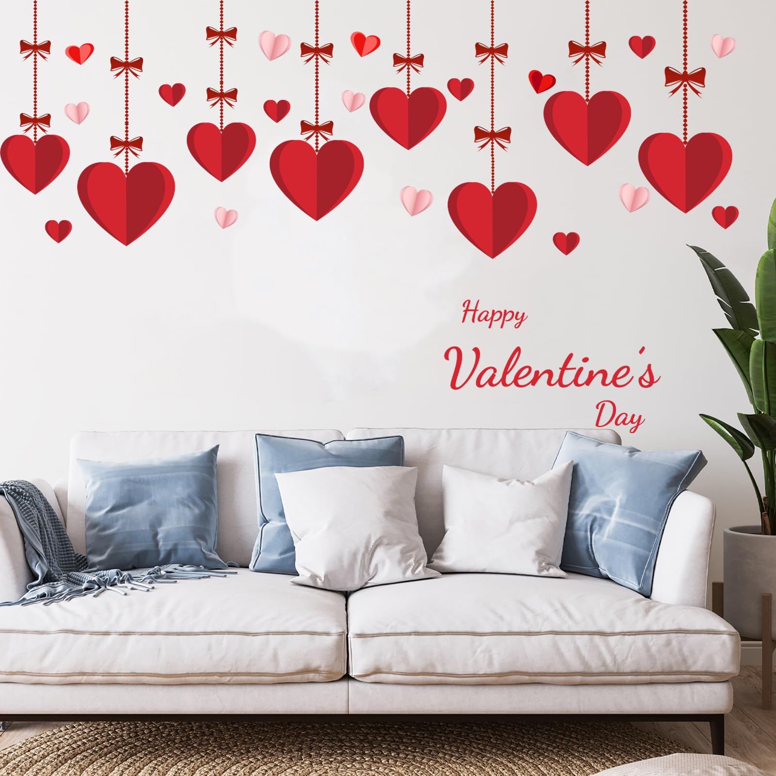 Valentine's Day Love Wall Decals Hanging Large Heart Romance Wall Stickers Removable Peel and Stick Art Murals for Window Clings Bedroom Living Room Office Home Playroom Party Decor (Love)
