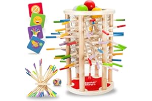 Nene Toys BALLFALL Jumbo – Montessori Wooden Board Game for Kids 3 4 5 6 Years – Colorful Sticks, Dice & Cards – Fine Motor Skills Toy, Math & Counting Game – Educational Gift for Boys Girls Ages 3-9
