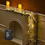 CAMANTU Artificial Olive Garland with Lights 6ft