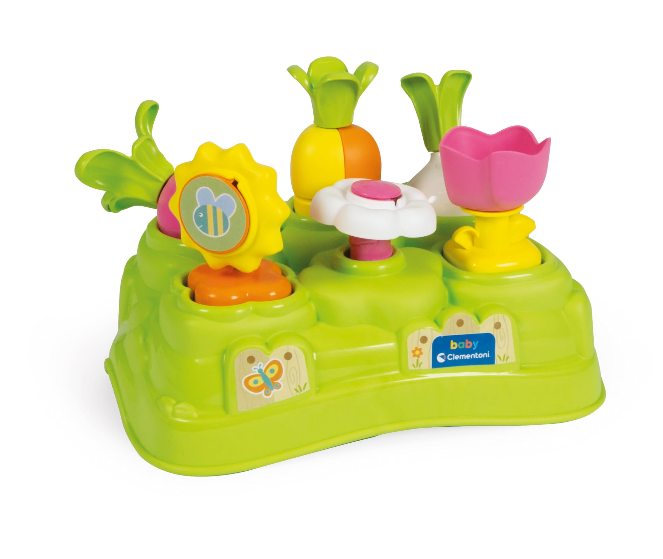 Clementoni- Baby Gardening Set: Sensory Play for Toddlers, 6 colourful Pieces (Flowers & Vegetables), Eco-Friendly, Promoting Motor Skills & Dexterity (10+ Months)