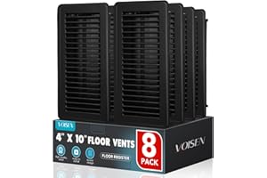 VOISEN Floor Register 4x10, 8 Pack Black Floor Vent Covers, Heavy Duty Steel Walkable Floor Vents,Vent Covers for Home Floor