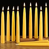 12 Pack Beeswax Taper Candles,8in Dripless Pure Beeswax Candles Non Toxic,8 Hours Long Burning 100% Natural Candle Sticks,Smokeless and Unscented Bees Wax Candle for Home,Prayer,Tall Tapered