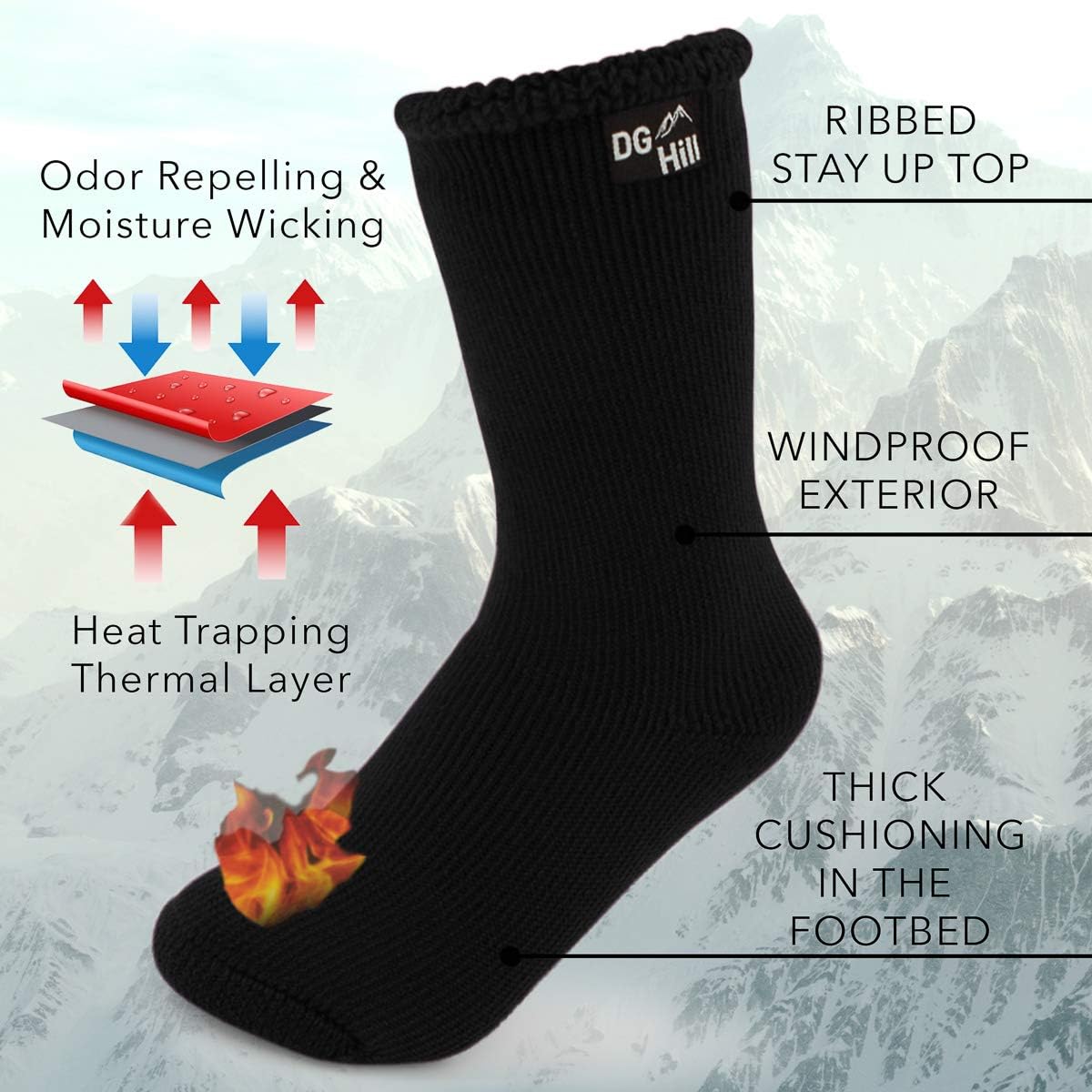 2 Pairs of Thermal Socks For Kids, Thick Heat Trapping Insulated Heated Boot Socks Pack Warm Winter Crew For Cold Weather: Clothing