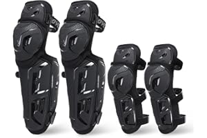 SCOYCO Motorcycle Knee Pads for Men - CE Level 1 Motocross Knee and Elbow Guards Protective Gear Armor with 45°-180° Knee Flexibility Design Adjustable Elastic Band
