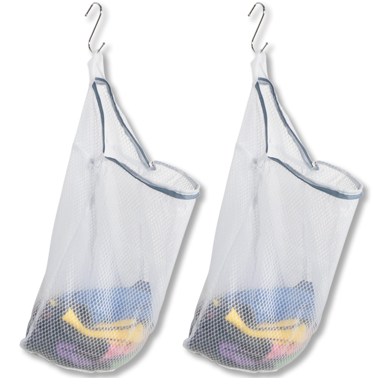 Photo 1 of 2Pcs Mesh Hanging Laundry Bags for Washing Machine, 15 X 12 inch Wash Bag for Clothes Delicates Lingerie with S Hooks