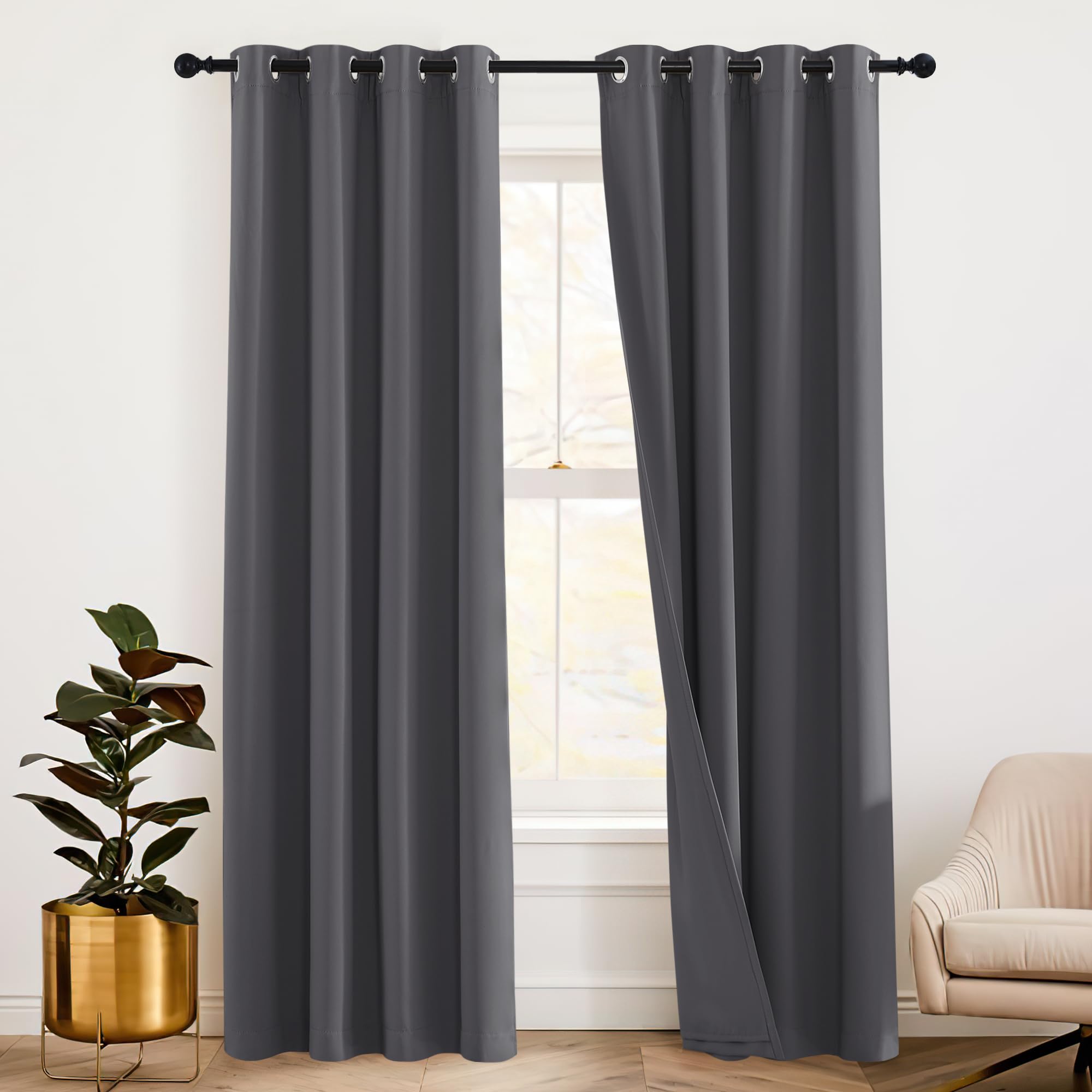 Photo 1 of ***MISSING PARTS***
RYB HOME 3-in-1 Soundproof - Blackout - Thermal Insulation Living Room Divider Curtains, Large Bay Window Noise Blocker Curtains for Bedroom Theatre Apartment, Grey, W 52 x L 102 inches, 2 Panels