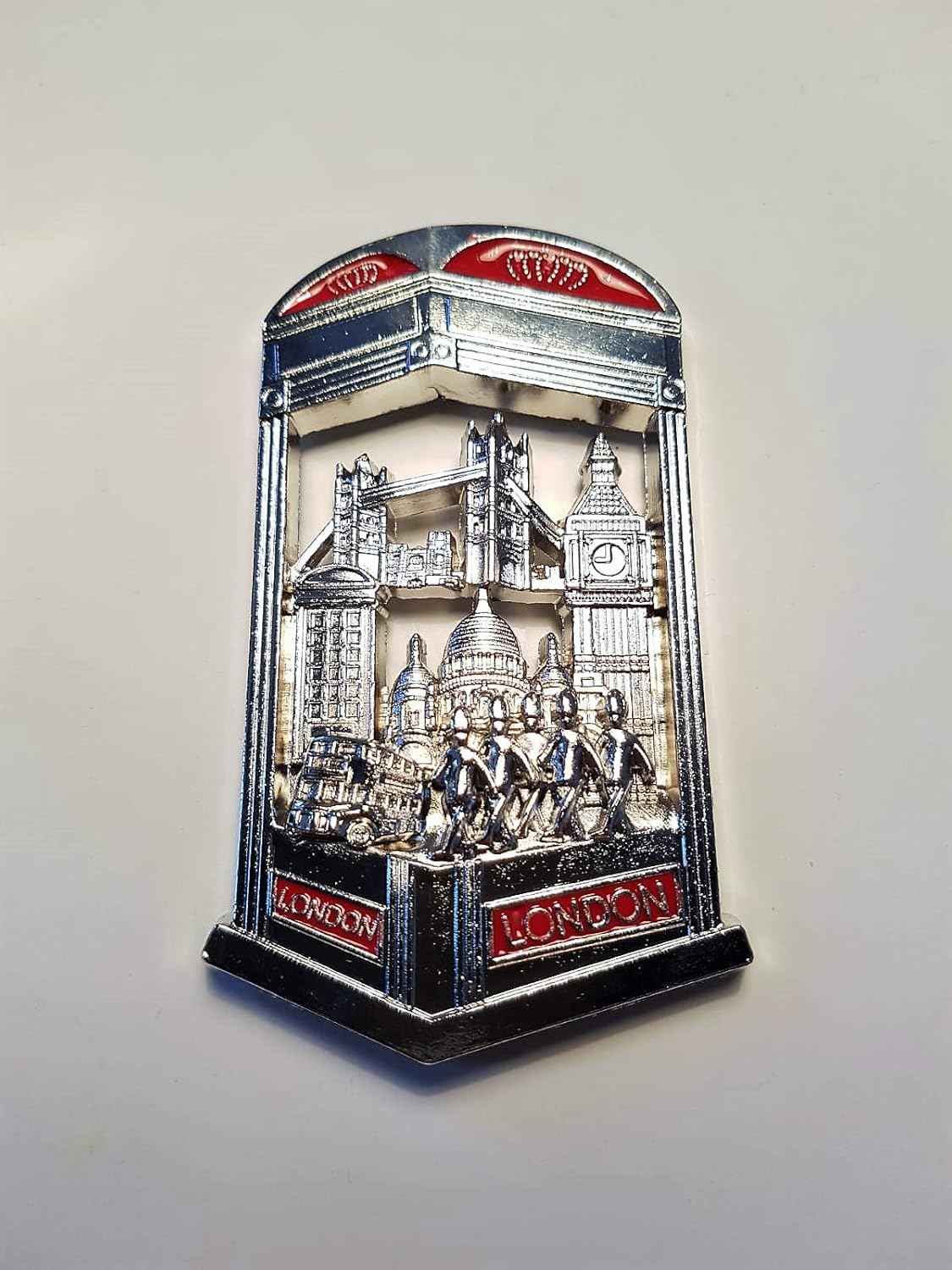 Imán Nevera Londres en Una Caja de Teléfono- Metal/ Color Plateado ...