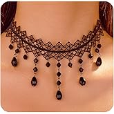 Gajfdns Gothic Black Necklaces for Women Black Velvet Lace Choker Necklace Halloween Jewelry for Women Gothic Steampunk Cosplay Accessories Goth Accessories Goth Gifts