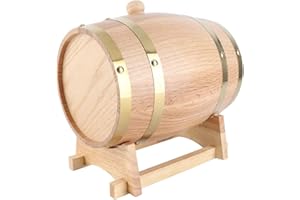 Dioche 3 L Negron3L Vintage Wood Oak Timber Wine Drum Dispenser - Elegant Wood Drum for Whiskey, Bourbon & Tequila Storage - 