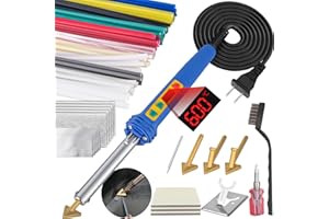 GNI Upgraded 150W LED Digital Adjustable Temperature Plastic Welder, 106PCS Welding Rods Plastic Repair Kit, 5 Tips 3 IN 1 Plastic Welder Soldering Iron Kit, Plastic Welding Kit for DIY Bumper Kayaks