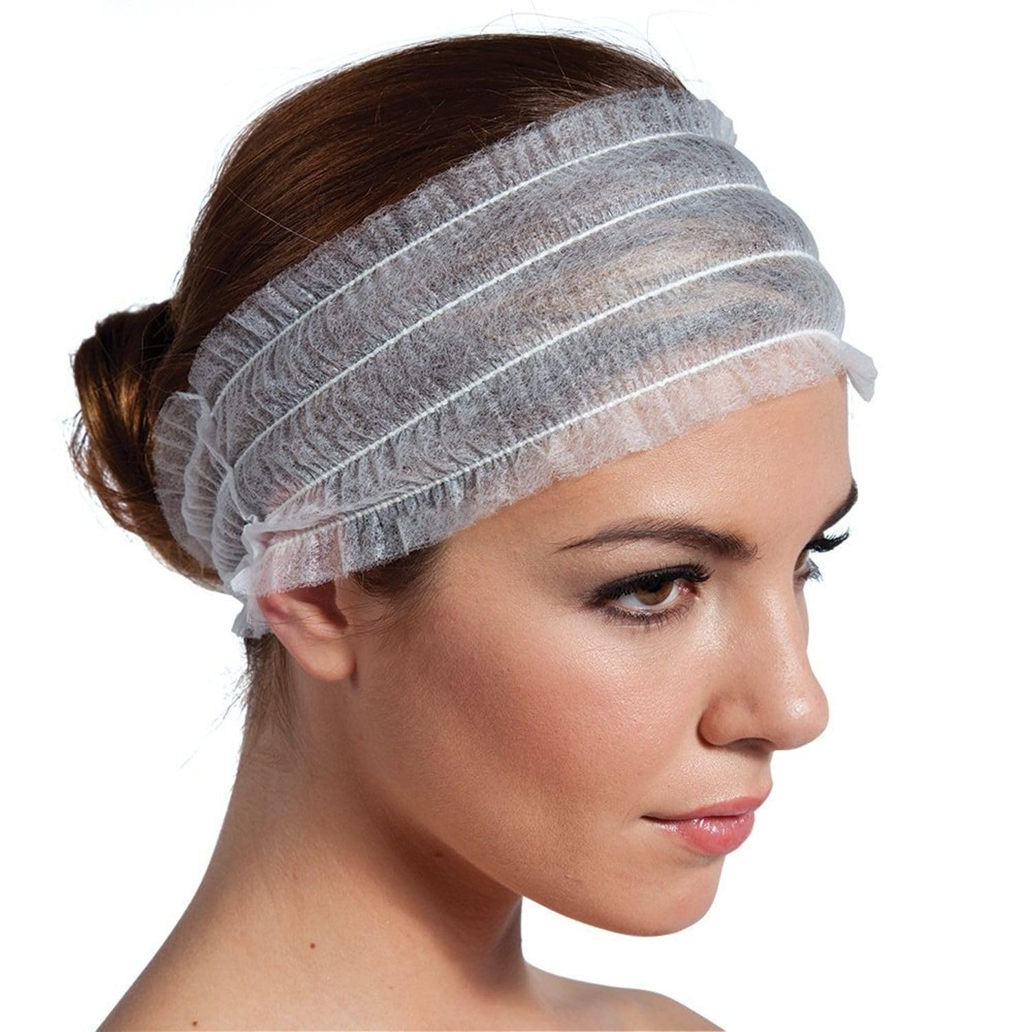KIBERTIC - Disposable Headbands for Facials - 100 Pcs - Professional and Personal Use, Facial headbands esthetician, Soft Skin Care Essential Headband Elastic, Disposable Hair Bands White
