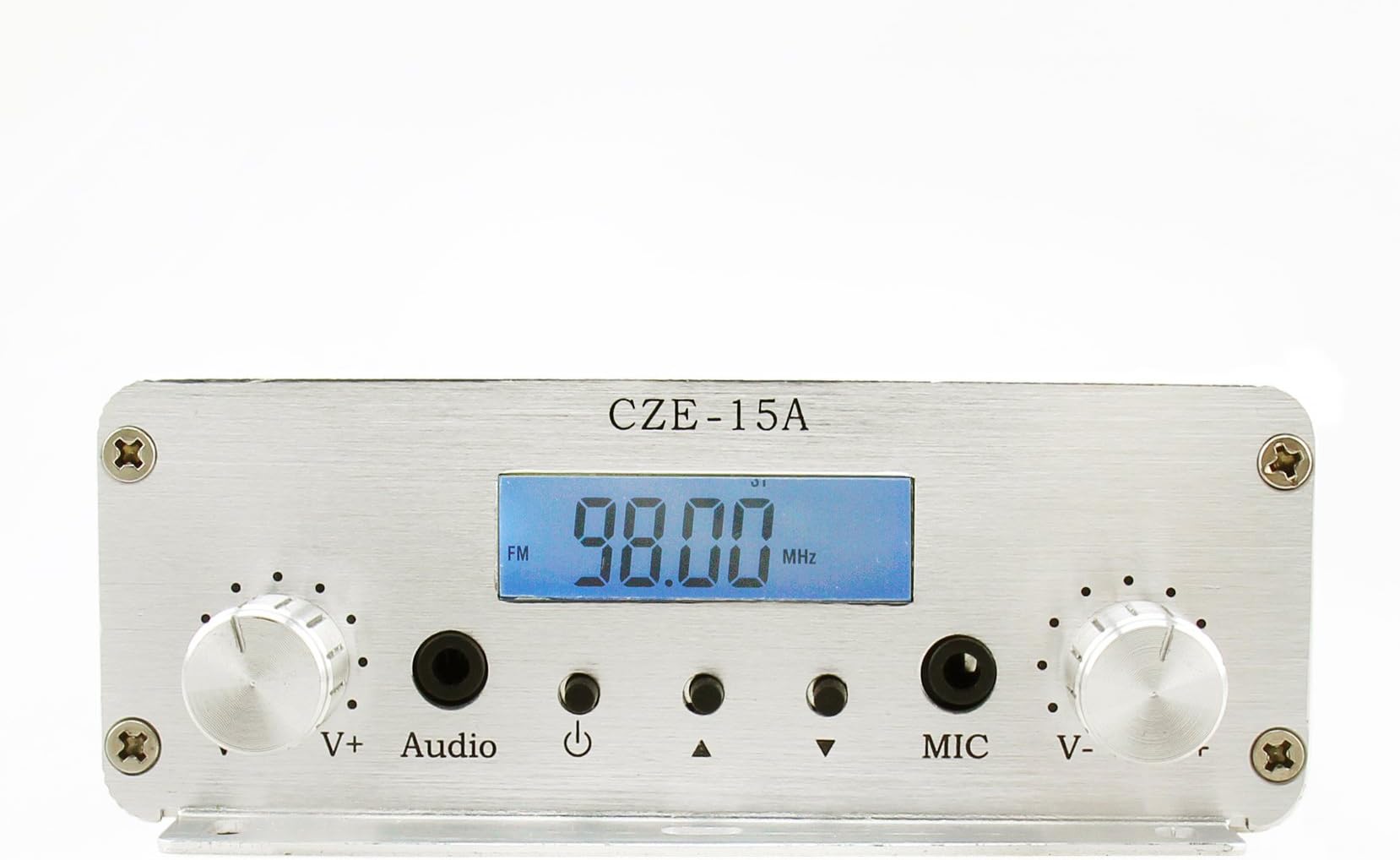CZERF 2W/15W 87-108MHz PLL LCD broadcast radio station FM transmitter Silver CZE-15A
