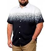 Cozople Men Big and Tall Hawaiian Shirt Breathable Moisture Wicking L-6XLT | Dry Fit Stretch Fabric Plus Size Short Sleeve Button Down Tropical Beach Vacation Shirt Luau Party Tops Relaxed Fit Big Mens