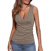 EasyGala Womens Deep V Neck Tank Tops Sexy Sleeveless Wrap Tops Fitted Ruched Shirts 2026