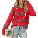 Yimoon Ugly Christmas Sweater for Women Funny Xmas Long Sleeve Knit Pullover Top Cute Santa Tree Reindeer Sweater