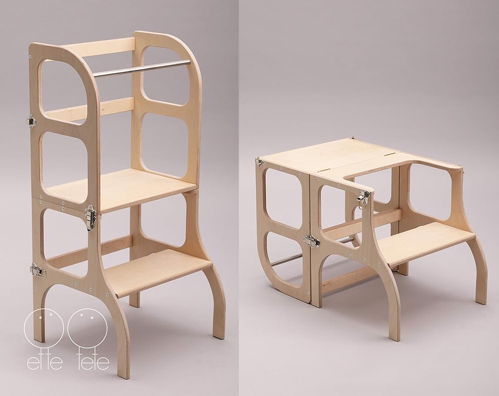 Lernturm Tisch, Stuhl alles Step'n'Sit in einem Hocker/Montessori