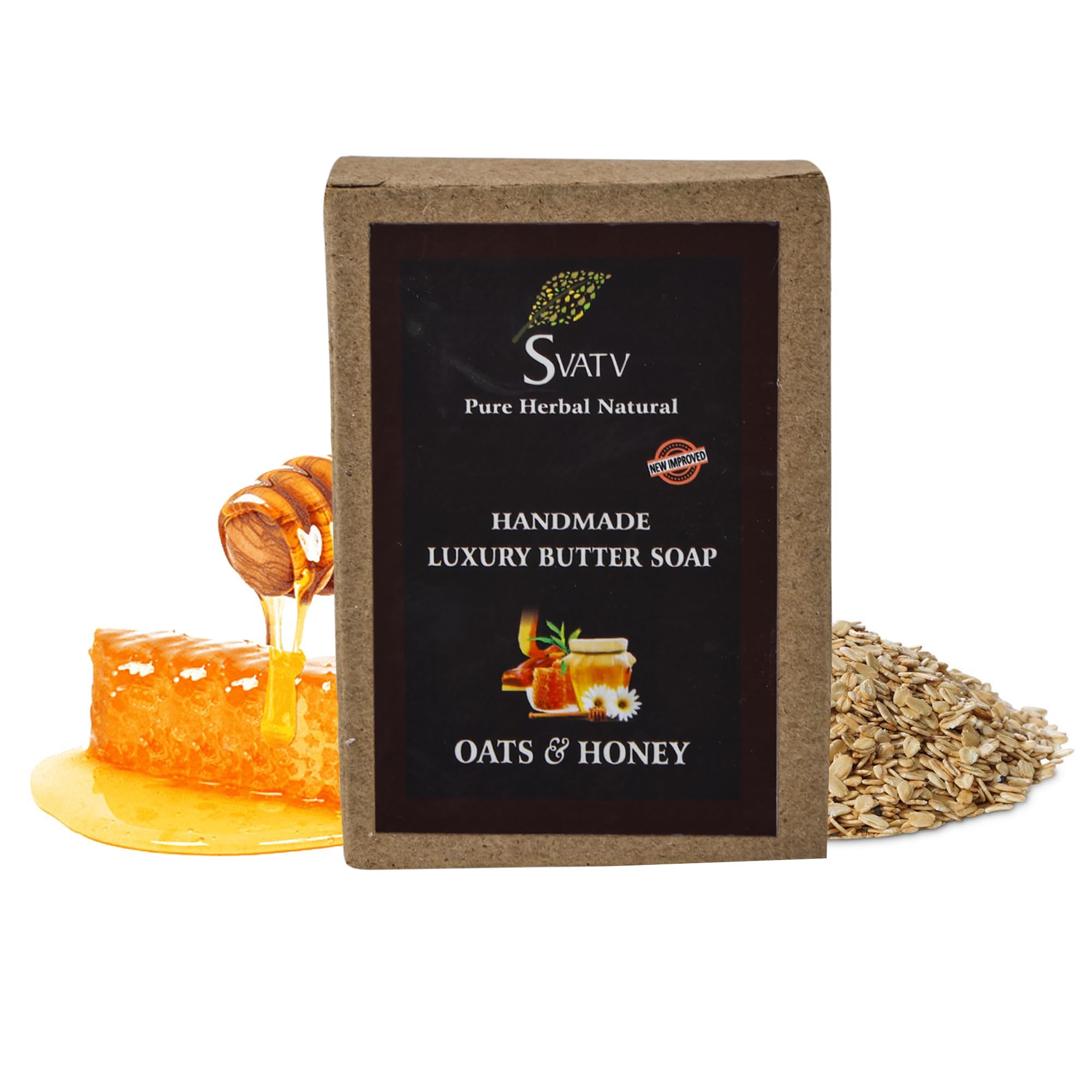 SVATV Soap Oats & Honey - Best Exfoliating Bar, Traditional Ayurvedic Herbal Soap For All Skin Type - 125 Grams