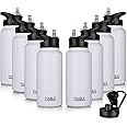HASLE OUTFITTERS 32 oz Insulated Water Bottle Stainless Steel Double Walled Vacuum Sports Water Bottle with 2 Lids (Straw and Spout Lid) for Gym Camping Hiking(White,8)