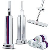 VIOTS Flat mop - self Wringing mop with 360&deg; Swivel Head, Stainless Steel Handle, Hands Free Multi Purpose Flat mop, 4 Washable Pads, Wet Dry use for Hardwood Tile Walls Windows White