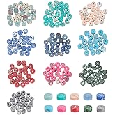 NBEADS 200 Pcs 10 Colors Stone Heishi Beads, 4mm Flat Round Stone Beads Disc Gemstone Spacer for Jewelry Making Craft Bracelet Earrings Necklace, Hole: 1mm