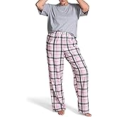 Victoria's Secret Tee Pajama Set, Short Sleeve Cotton T Shirt and Flannel Pants, Sleepwear for Women (XS-XXL)